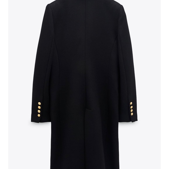 ZARA Wool Blend Double Breasted Coat Gold Button - Picture 8 of 9